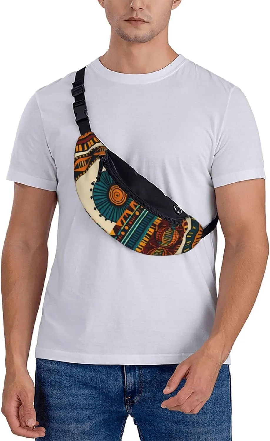 Casual African Ethnic Pattern Printed Fanny Pack,Crossbody Fanny packs for women Men Waist Bag for Running Travel