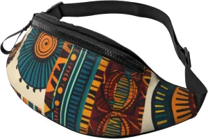 Casual African Ethnic Pattern Printed Fanny Pack,Crossbody Fanny packs for women Men Waist Bag for Running Travel