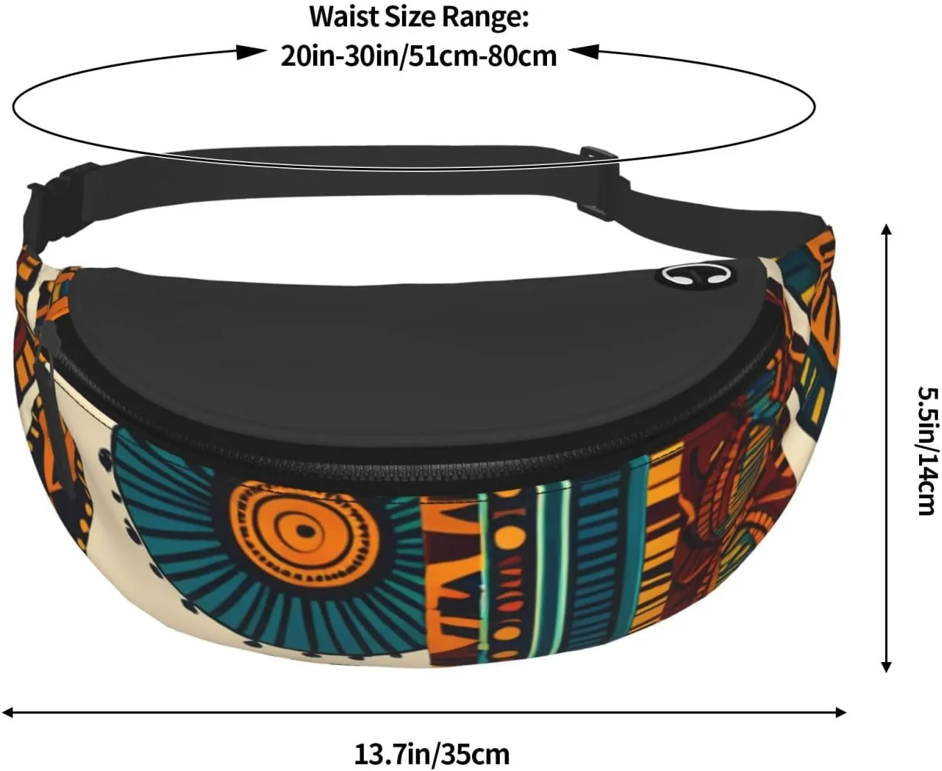 Casual African Ethnic Pattern Printed Fanny Pack,Crossbody Fanny packs for women Men Waist Bag for Running Travel