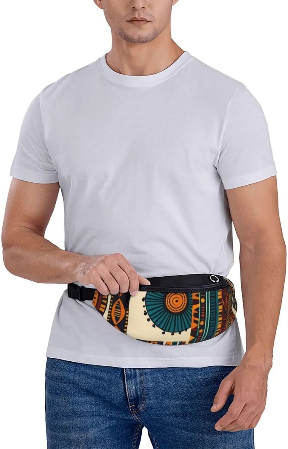 Casual African Ethnic Pattern Printed Fanny Pack,Crossbody Fanny packs for women Men Waist Bag for Running Travel