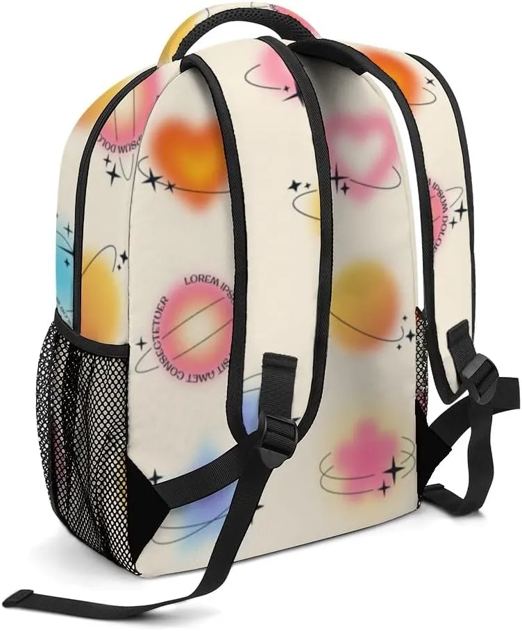 Casual Daypacks Backpacks Laptop Backpack Blurry Flower Heart Aura Aesthetic Elements Work Bussiness School Students Bookbag Travel Hiking Gym Bags Waterproof Lightweight Women Men 16.5x12x6 Inch