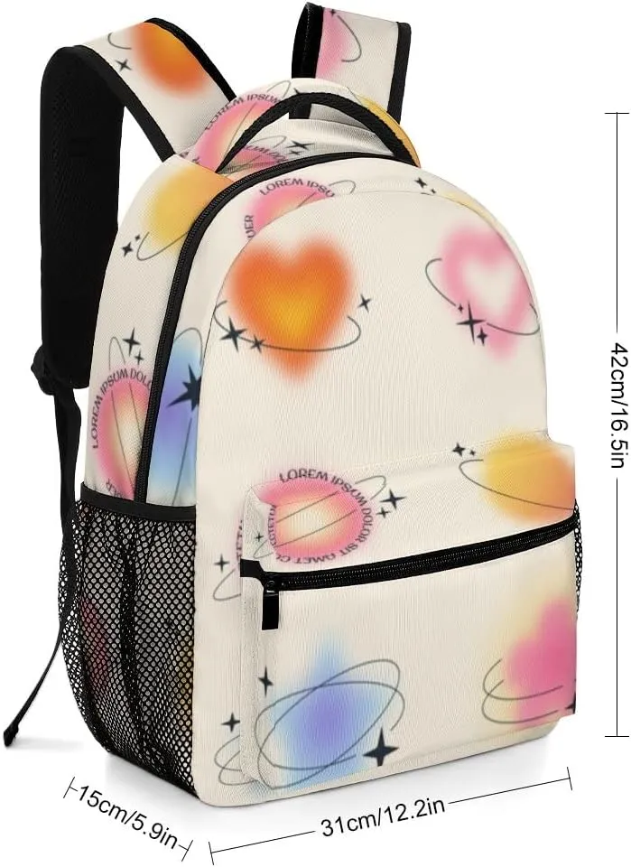 Casual Daypacks Backpacks Laptop Backpack Blurry Flower Heart Aura Aesthetic Elements Work Bussiness School Students Bookbag Travel Hiking Gym Bags Waterproof Lightweight Women Men 16.5x12x6 Inch