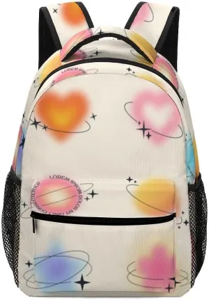 Casual Daypacks Backpacks Laptop Backpack Blurry Flower Heart Aura Aesthetic Elements Work Bussiness School Students Bookbag Travel Hiking Gym Bags Waterproof Lightweight Women Men 16.5x12x6 Inch