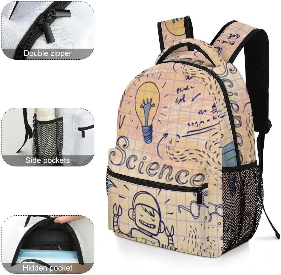 Casual Daypacks Backpacks Laptop Backpack Robot Rocket Science Fiction Lab Work Bussiness School Students Bookbag Travel Hiking Gym Bags Waterproof Lightweight Women Men