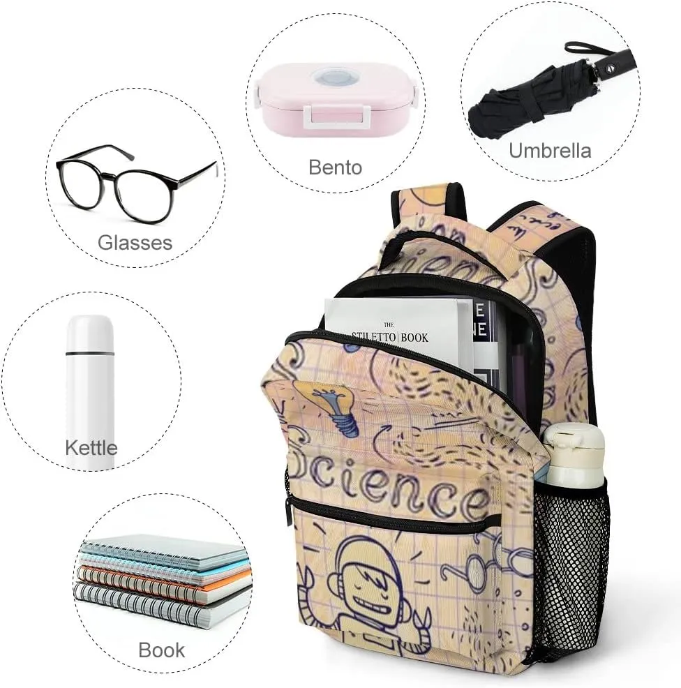 Casual Daypacks Backpacks Laptop Backpack Robot Rocket Science Fiction Lab Work Bussiness School Students Bookbag Travel Hiking Gym Bags Waterproof Lightweight Women Men