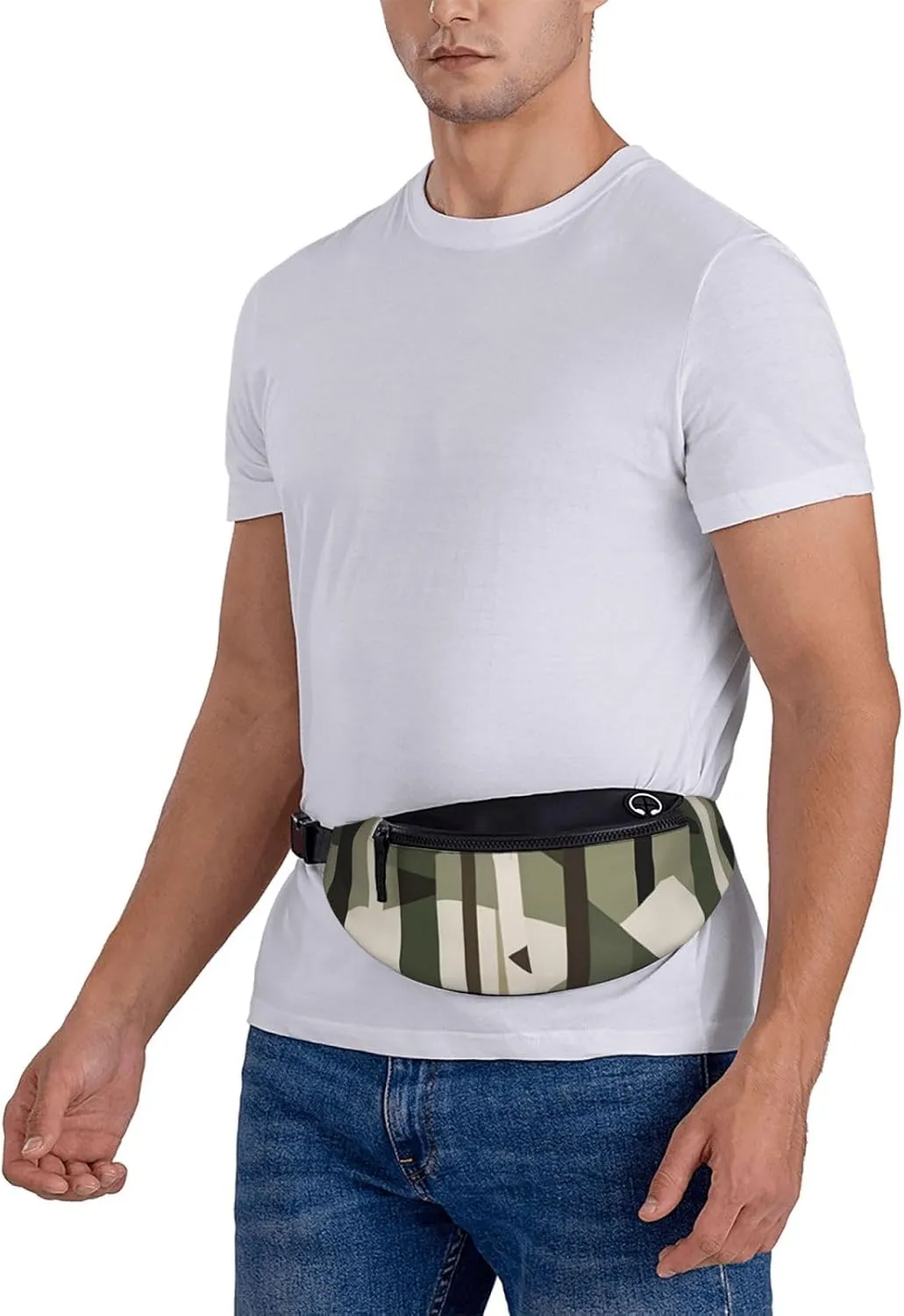 Casual Hardwoods Green Camo Printed Fanny Pack,Crossbody Fanny packs for women Men Waist Bag for Running Travel