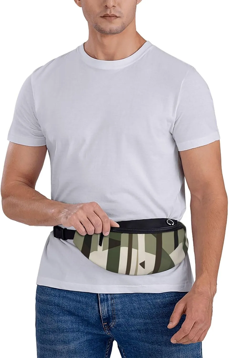 Casual Hardwoods Green Camo Printed Fanny Pack,Crossbody Fanny packs for women Men Waist Bag for Running Travel