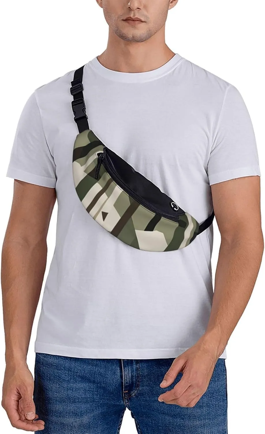 Casual Hardwoods Green Camo Printed Fanny Pack,Crossbody Fanny packs for women Men Waist Bag for Running Travel