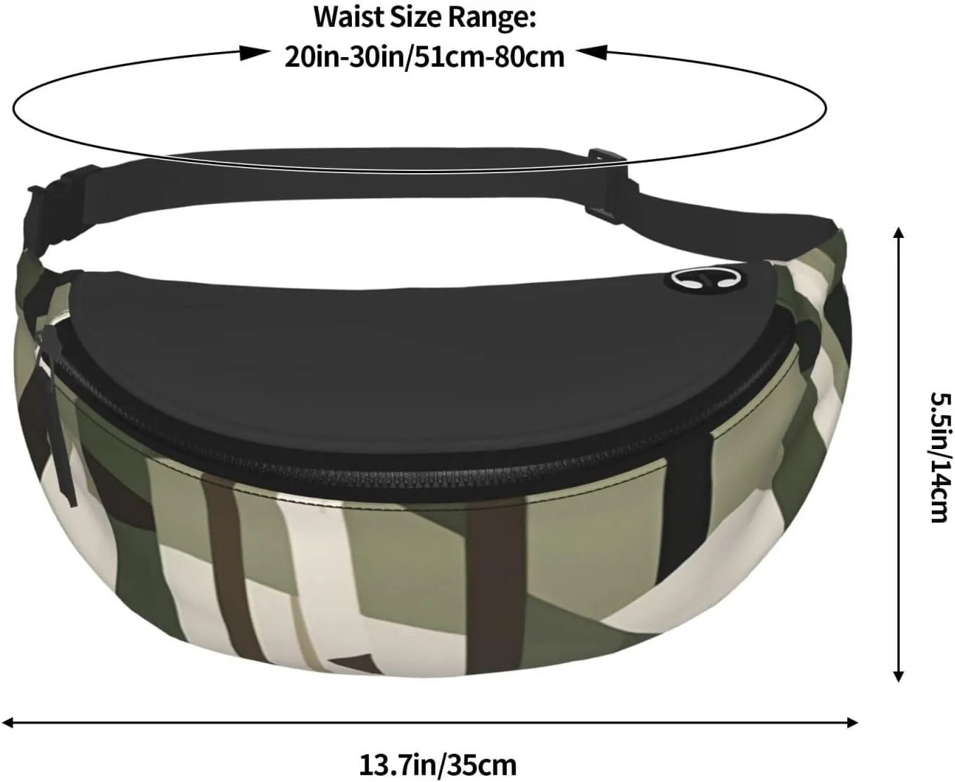 Casual Hardwoods Green Camo Printed Fanny Pack,Crossbody Fanny packs for women Men Waist Bag for Running Travel