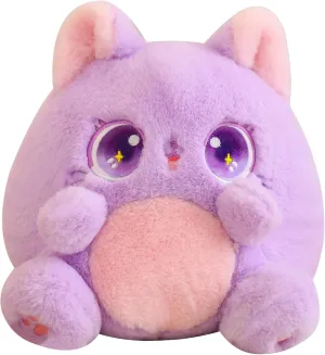 Cat Plush Pillow Cute Cat Stuffed Animals Soft Kawaii Plushies Toy for Girls Boys, Purple, 10 Inch