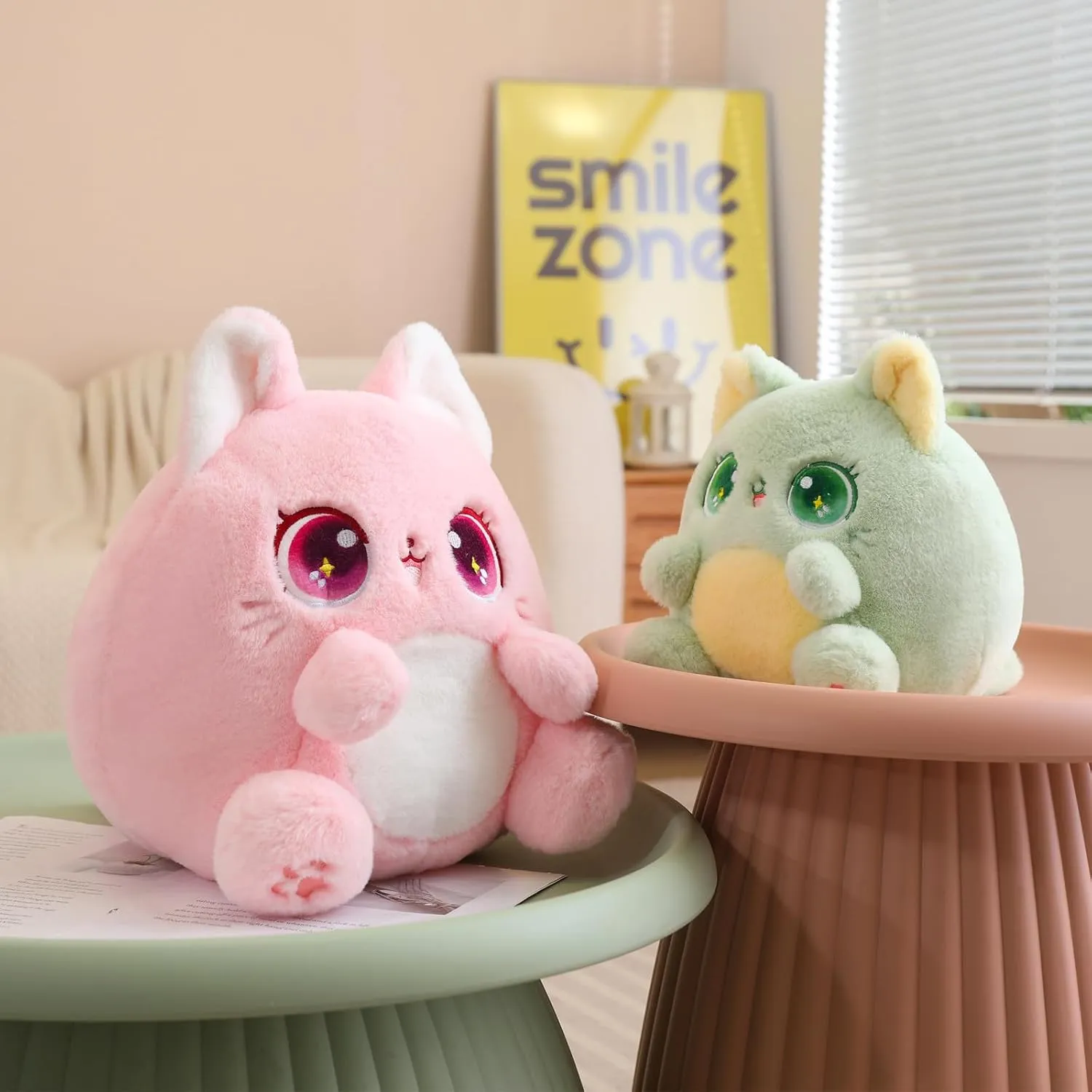 Cat Plush Pillow Cute Cat Stuffed Animals Soft Kawaii Plushies Toy for Girls Boys, Purple, 10 Inch