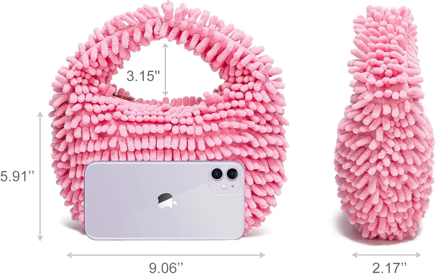 CATMICOO Y2K Fuzzy Purse, Fluffy Tote Bag, Cute Plush Purse for Women