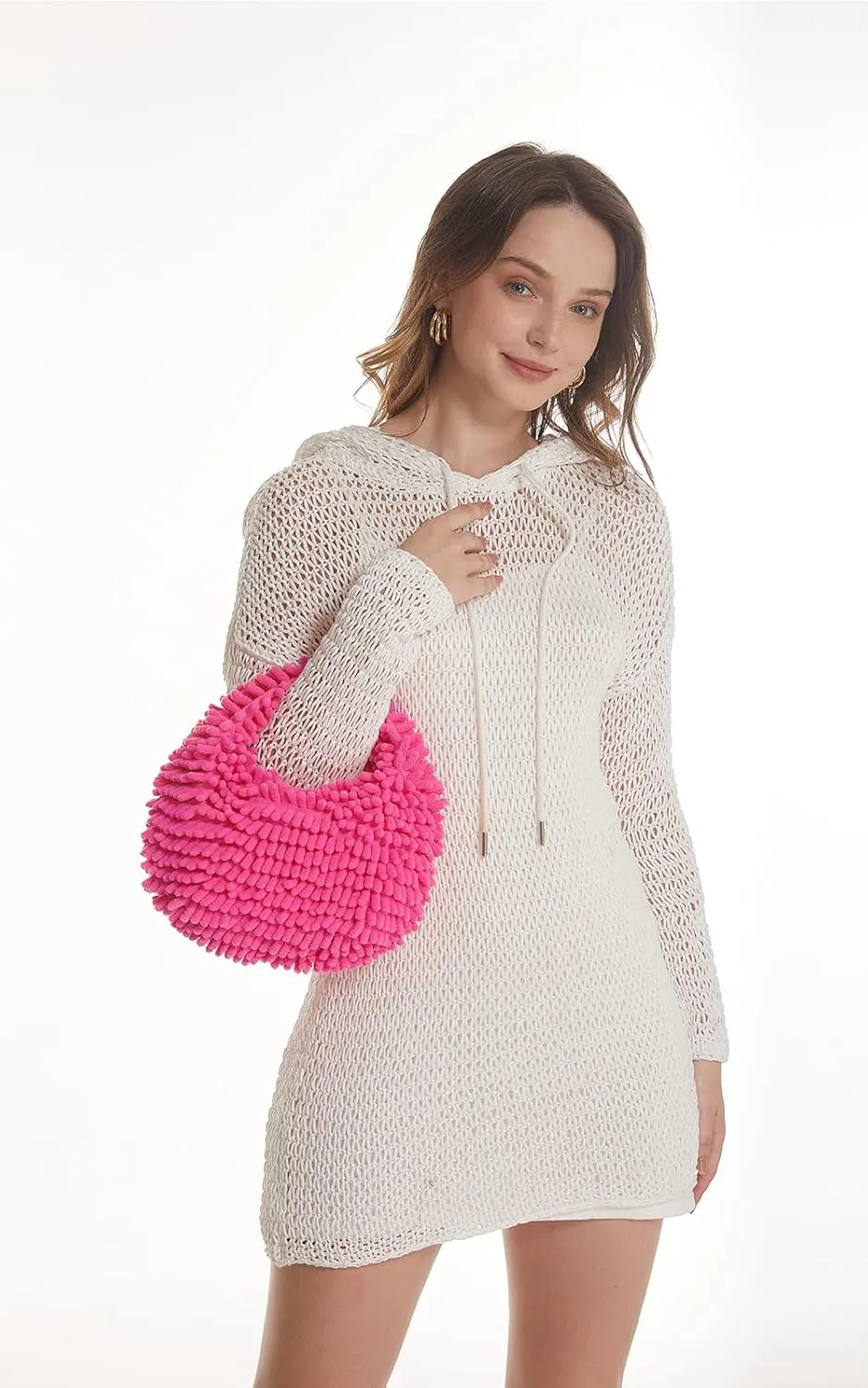 CATMICOO Y2K Fuzzy Purse, Fluffy Tote Bag, Cute Plush Purse for Women
