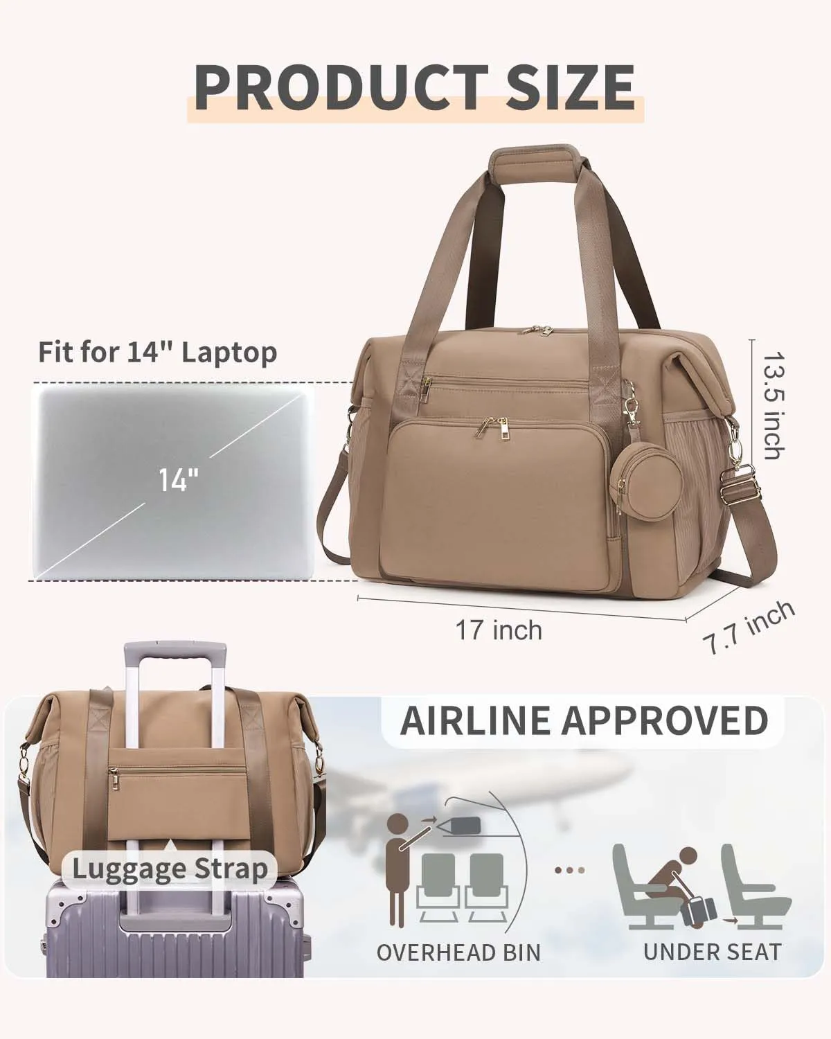 CEI-CEI Diaper Bag Tote Neoprene Mothers Day Gifts Waterproof Large Travel Baby Bags for Mom and Dad with Pacifier Case and Changing Pad Maternity Hospital Totes with Stroller Strap (Oat)