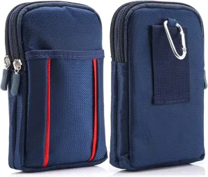 Cell Phone Belt Bag for Menand Women, Cell Phone Waist Bag Small, 6.9" Waterproof Vertical Cellphone Waist Belt Pouch Nylon Smartphone Belt Loop Holder with Zipper Case Fanny Pack with Carabiner