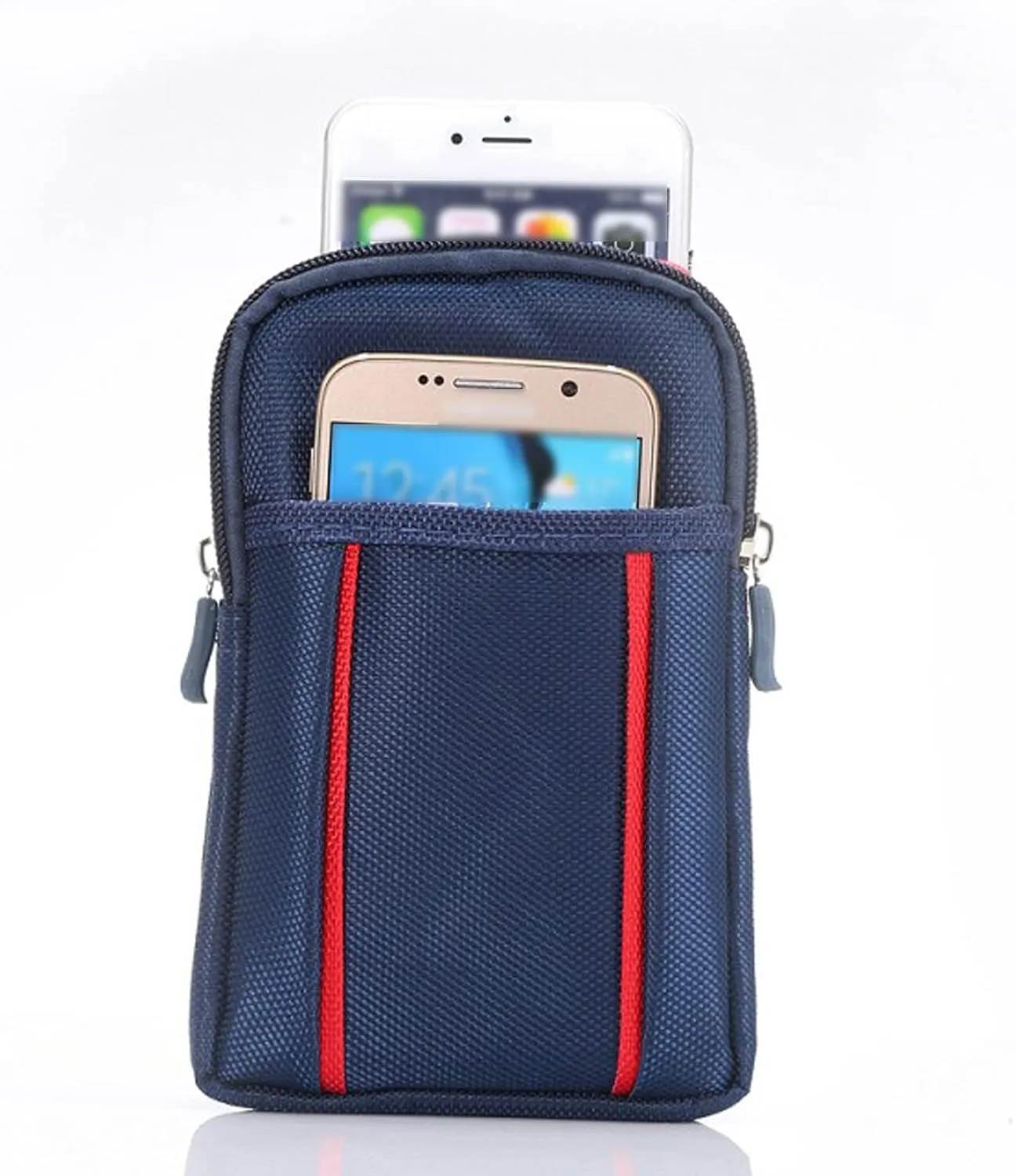 Cell Phone Belt Bag for Menand Women, Cell Phone Waist Bag Small, 6.9" Waterproof Vertical Cellphone Waist Belt Pouch Nylon Smartphone Belt Loop Holder with Zipper Case Fanny Pack with Carabiner