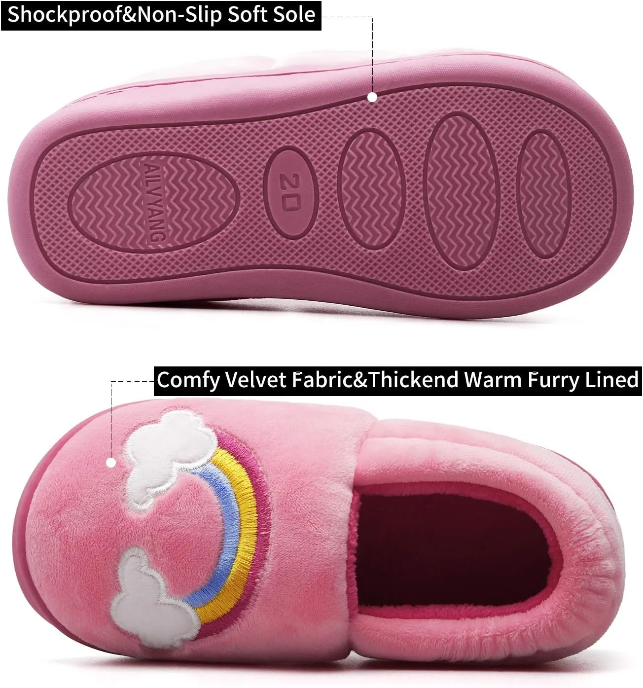 Centipede Demon Plush Warm Slippers for Girls Boys Kids Toddlers Winter Fur Lined Indoor House Home Shoes