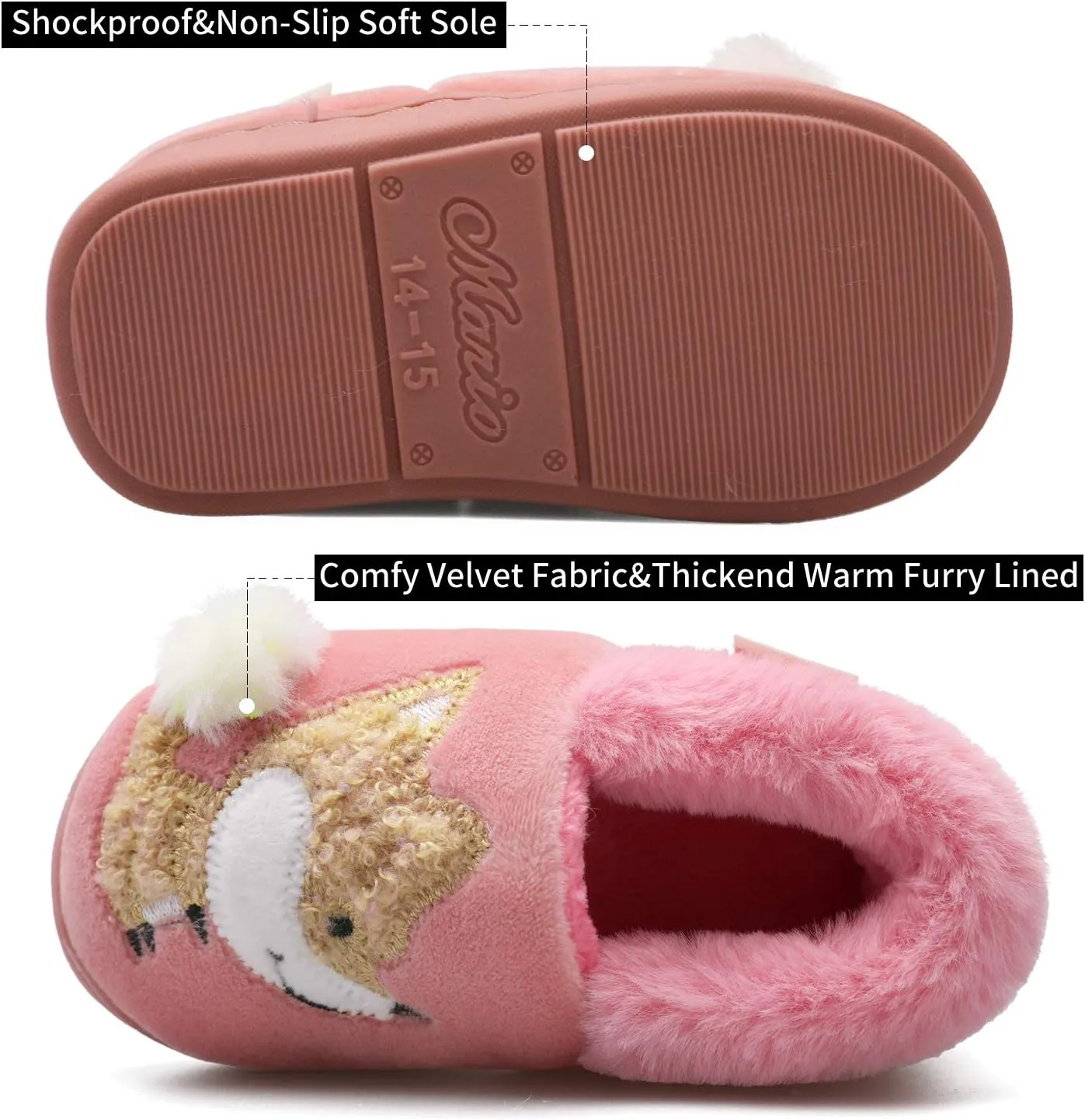 Centipede Demon Plush Warm Slippers for Girls Boys Kids Toddlers Winter Fur Lined Indoor House Home Shoes