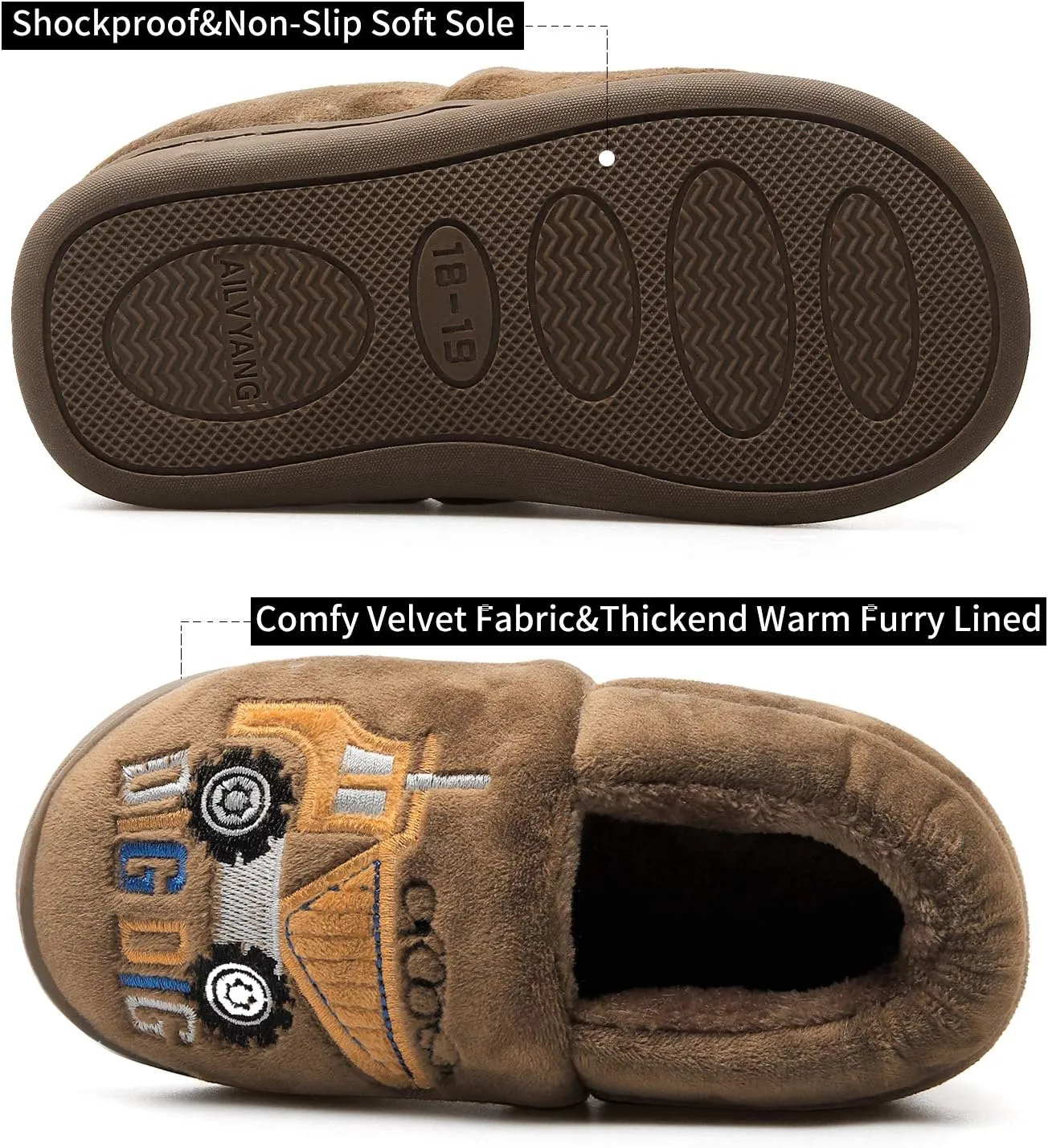 Centipede Demon Plush Warm Slippers for Girls Boys Kids Toddlers Winter Fur Lined Indoor House Home Shoes