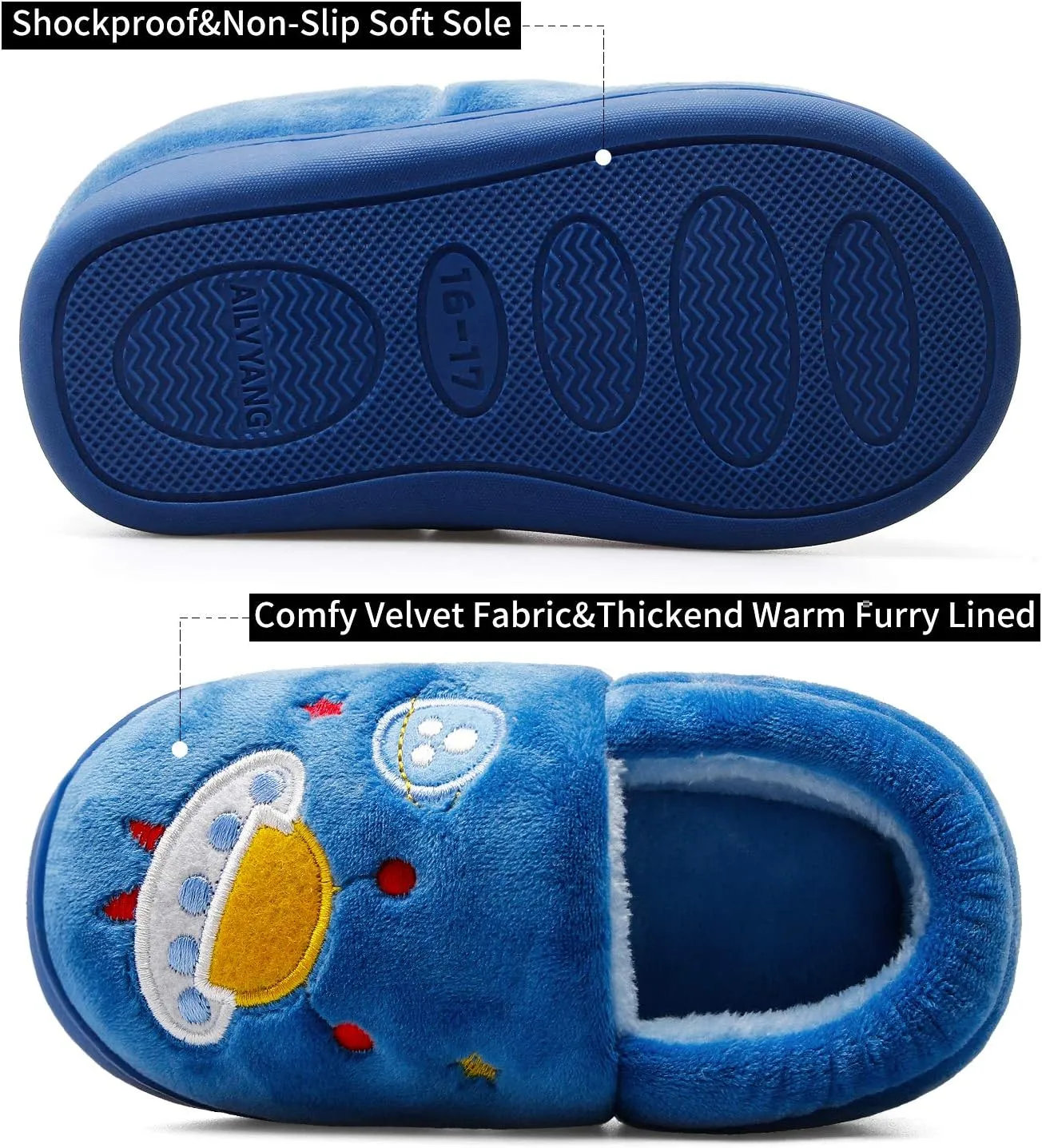 Centipede Demon Plush Warm Slippers for Girls Boys Kids Toddlers Winter Fur Lined Indoor House Home Shoes