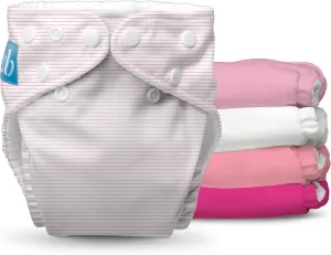 Charlie Banana Cloth Diapers, Reusable, Washable, Adjustable One Size Diaper, for Babies and Toddlers, with Absorbent Inserts - Pastel Pink, 5 Pack