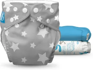 Charlie Banana Cloth Diapers, Reusable, Washable, Adjustable One Size Diaper, for Babies and Toddlers, with Absorbent Inserts - Under The Stars, 3 Pack