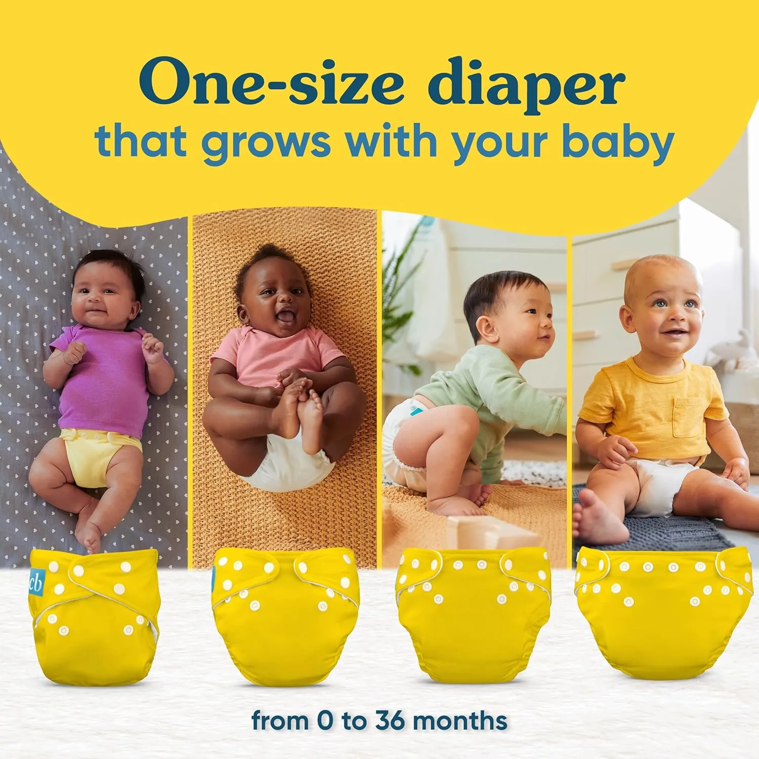 Charlie Banana Cloth Diapers, Reusable, Washable, Adjustable One Size Diaper, for Babies and Toddlers, with Absorbent Inserts - Under The Stars, 3 Pack