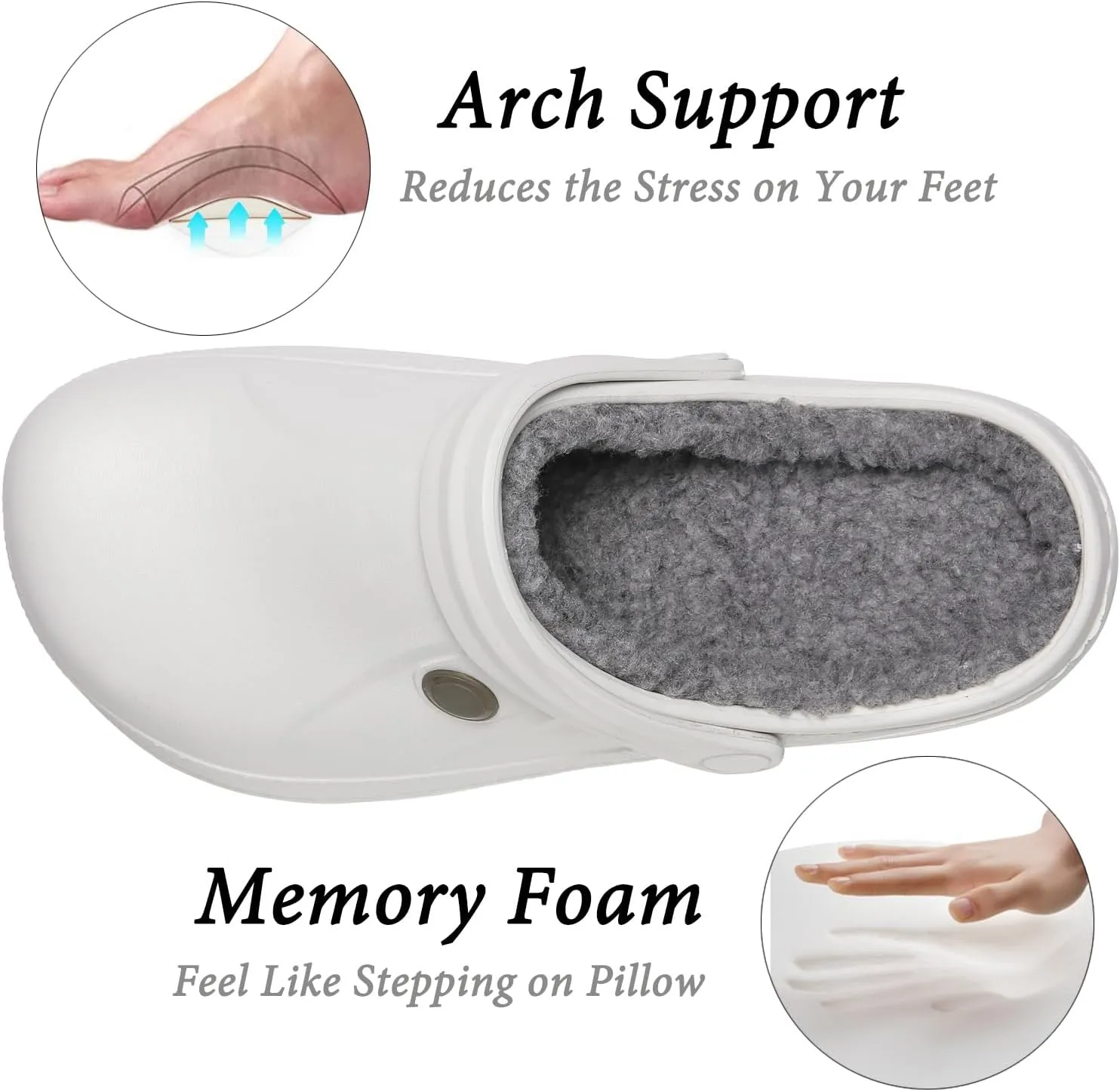 ChayChax Women and Men Fur Lined Clogs Memory Foam Warm Fuzzy Slippers Winter Waterproof Indoor Outdoor Slipper
