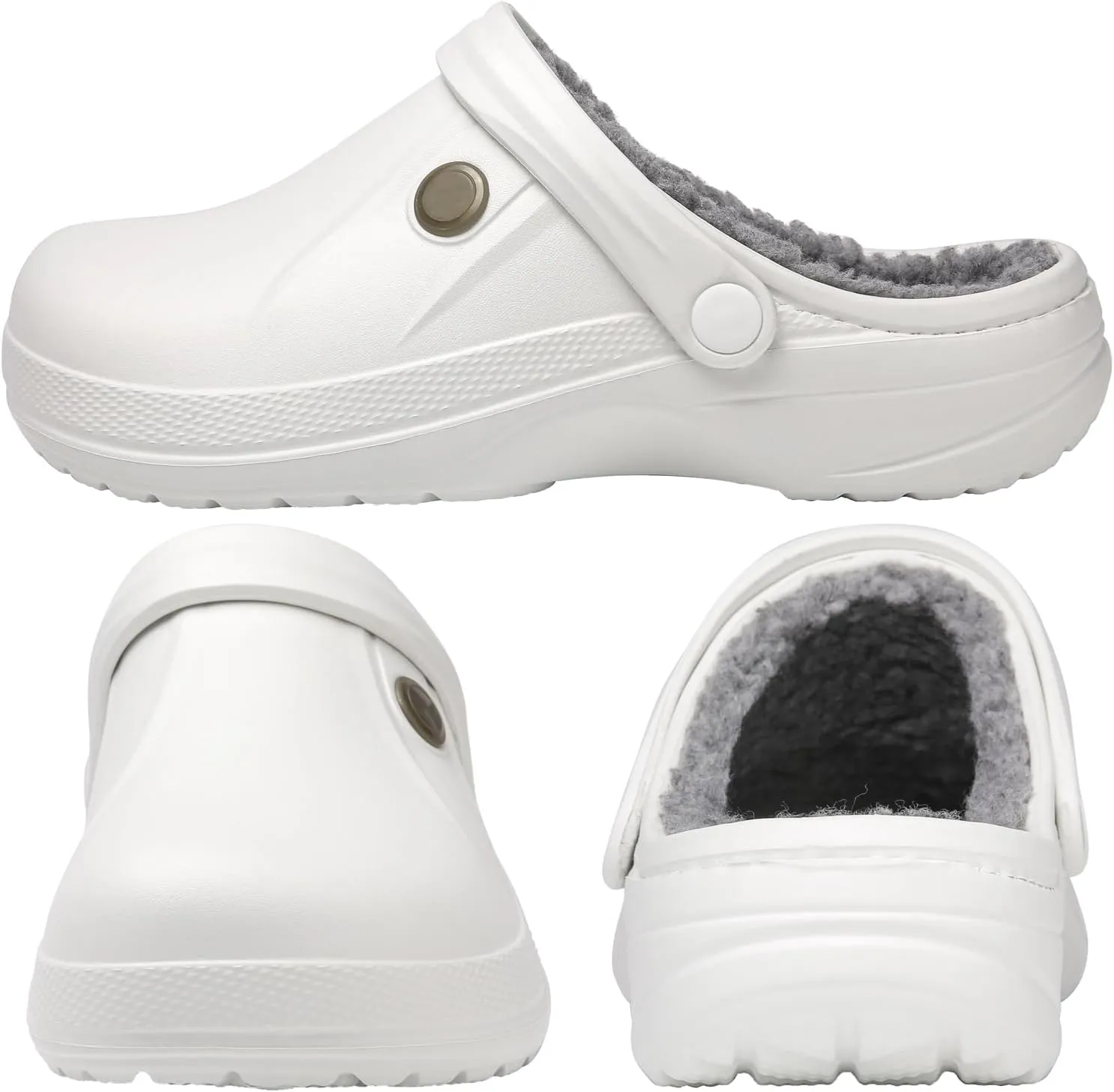 ChayChax Women and Men Fur Lined Clogs Memory Foam Warm Fuzzy Slippers Winter Waterproof Indoor Outdoor Slipper