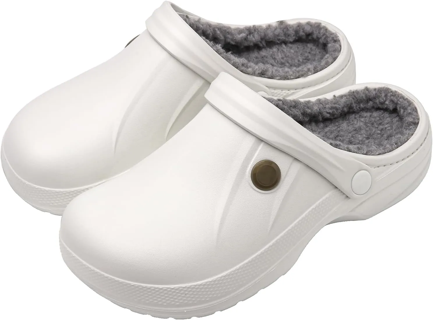 ChayChax Women and Men Fur Lined Clogs Memory Foam Warm Fuzzy Slippers Winter Waterproof Indoor Outdoor Slipper