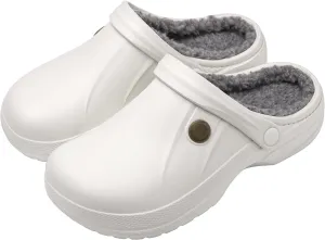 ChayChax Women and Men Fur Lined Clogs Memory Foam Warm Fuzzy Slippers Winter Waterproof Indoor Outdoor Slipper