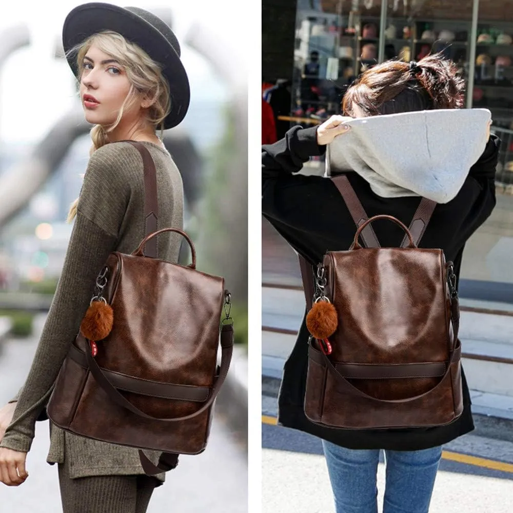 CHERUTY Women Backpack Purse PU Leather Anti-theft Casual Shoulder Bag Fashion Ladies Satchel Bags