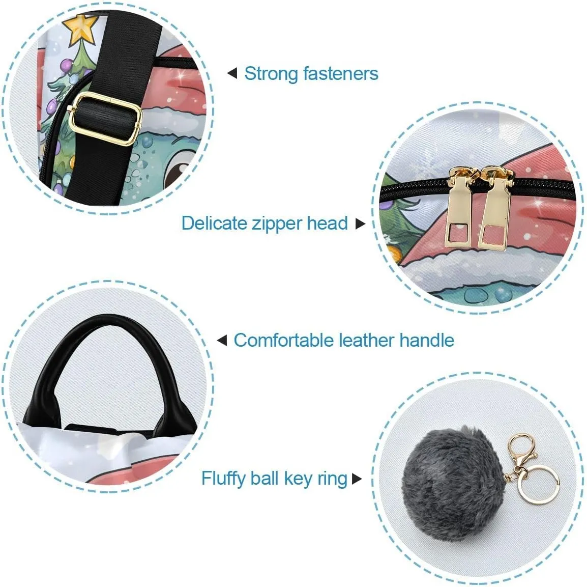 Christmas Cartoon Dragon Large Eyes Women Backpack Purse Anti Theft Back Zipper Design Travel Bag