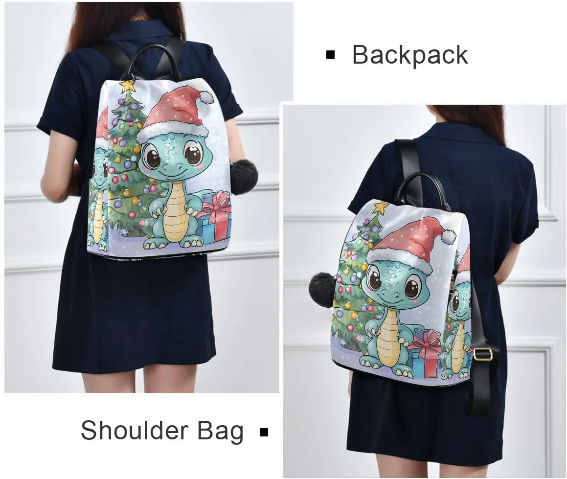 Christmas Cartoon Dragon Large Eyes Women Backpack Purse Anti Theft Back Zipper Design Travel Bag