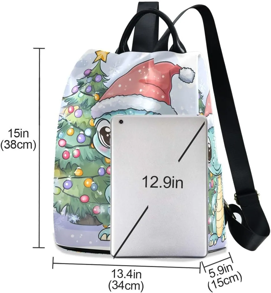 Christmas Cartoon Dragon Large Eyes Women Backpack Purse Anti Theft Back Zipper Design Travel Bag