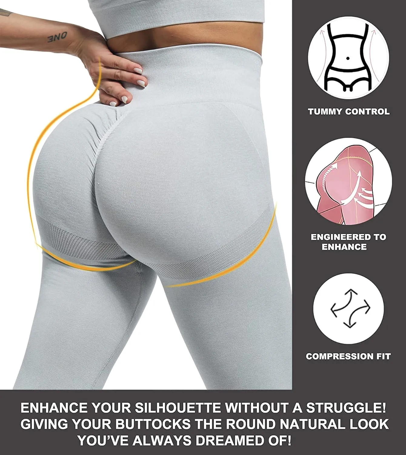CHRLEISURE 3 Piece Workout Leggings Sets for Women, Gym Scrunch Butt Butt Lifting Seamless Leggings