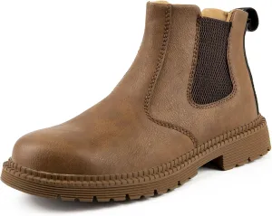 CJSPORX Men's Steel Toe Work Boots Anti-Skid Safety Shoes Leather Waterproof Work Shoes