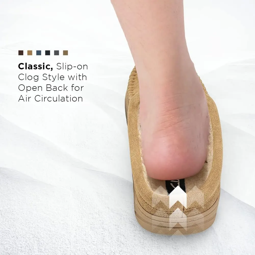 Clarks Mens Cozy Open Back Suede Clog Slipper With Plush Sherpa Lining Indoor Outdoor Slippers For Men