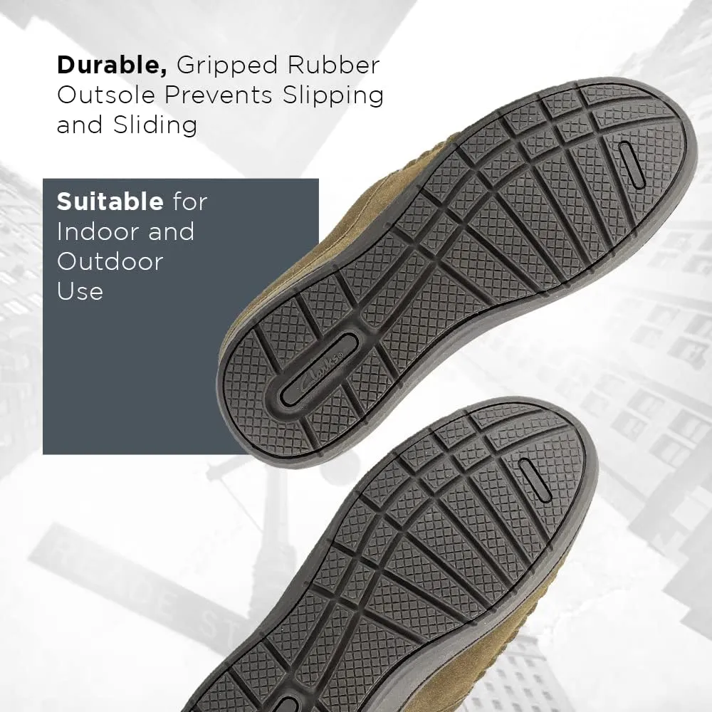Clarks Mens Cozy Open Back Suede Clog Slipper With Plush Sherpa Lining Indoor Outdoor Slippers For Men
