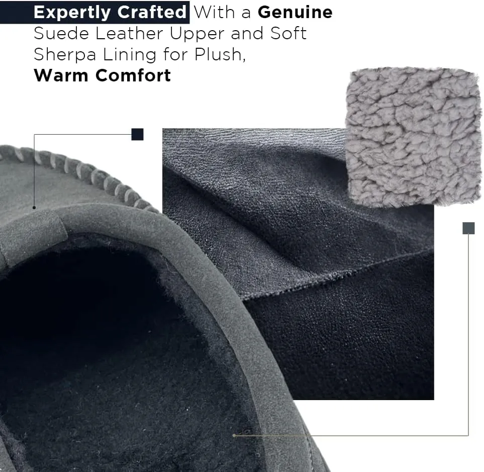 Clarks Mens Cozy Open Back Suede Clog Slipper With Plush Sherpa Lining Indoor Outdoor Slippers For Men