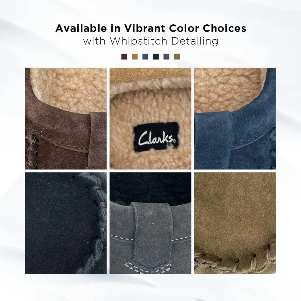 Clarks Mens Cozy Open Back Suede Clog Slipper With Plush Sherpa Lining Indoor Outdoor Slippers For Men