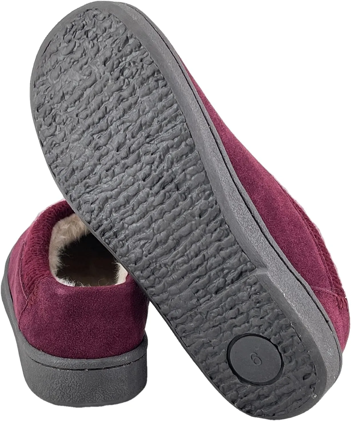 Clarks Womens Suede Slipper JMH2175 With Knit Collar - Soft Plush Faux Fur Lined - Indoor Outdoor House Slippers For Women