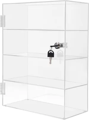 Clear Acrylic Display Case, 4 Layer Transparent Countertop Showcase for Mini Pop Figures, Display Showcase with Lock, Acrylic Display Box Display Cabinet for Toy Collectibles Stone Rock