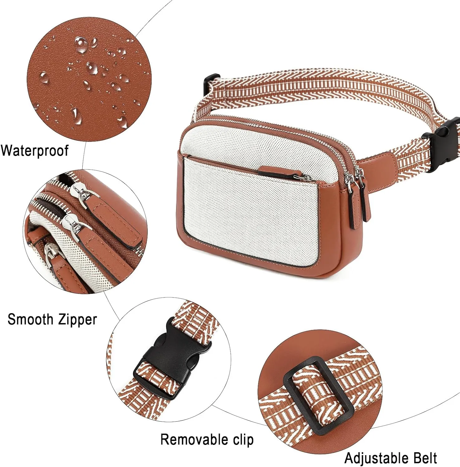 CLUCI Belt Bag for Women, Mini Everywhere Crossbody Waist Bag Adjustable Strap, Vegan Leather Women's Fanny Pack