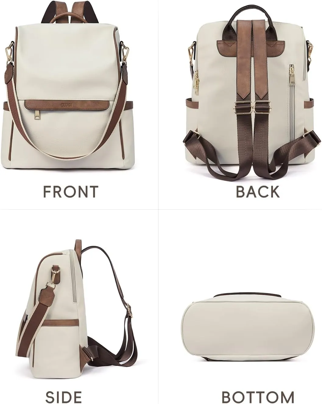 CLUCI Womens Backpack Purse Leather Anti-theft Large Fashion Designer Travel Bag Ladies Shoulder Bags
