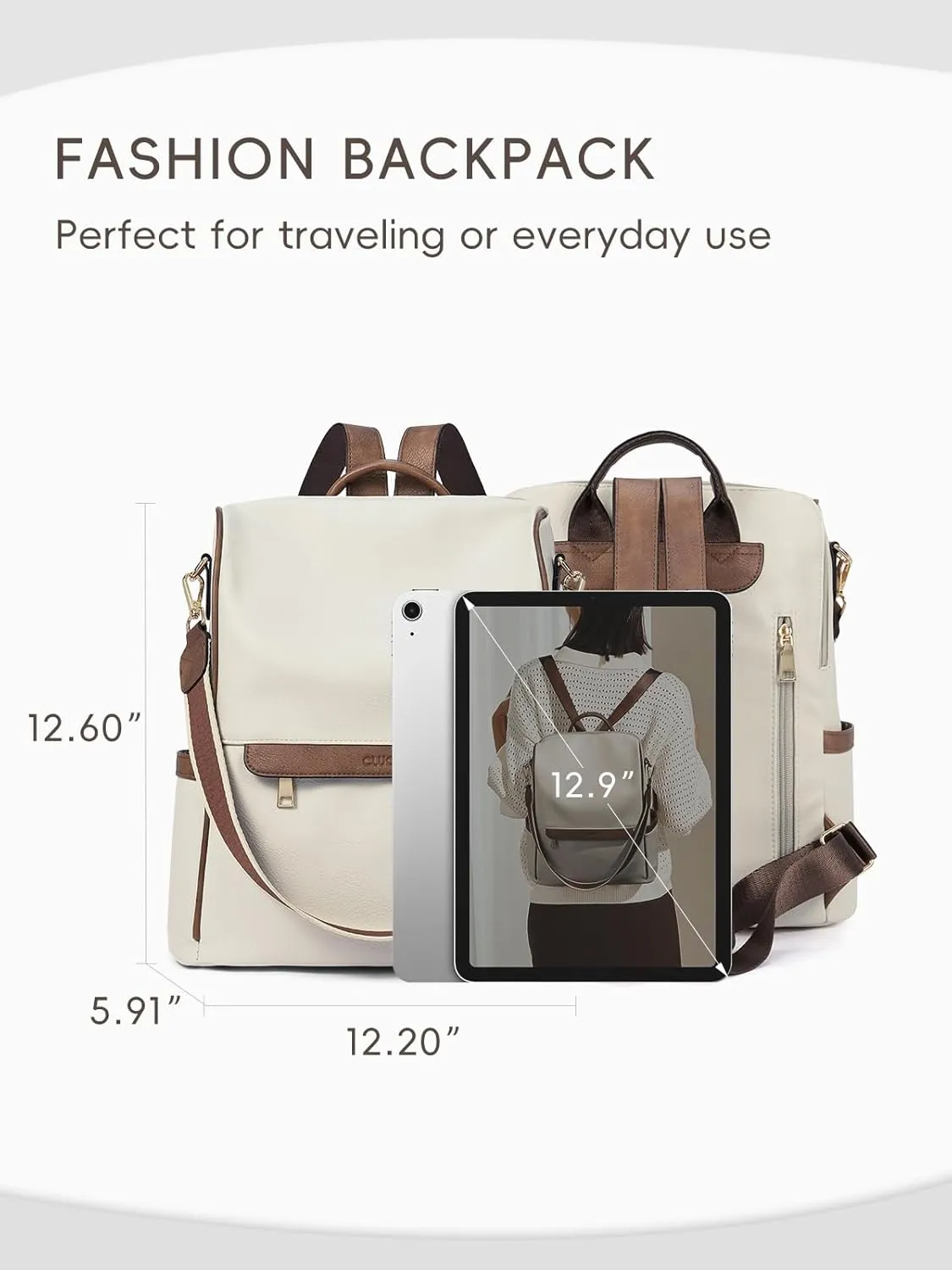 CLUCI Womens Backpack Purse Leather Anti-theft Large Fashion Designer Travel Bag Ladies Shoulder Bags
