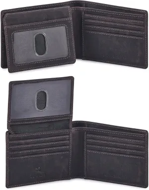 Cochoa Wallet for Men's RFID Blocking Real Leather Bifold Stylish 2 ID Window in Gift Box