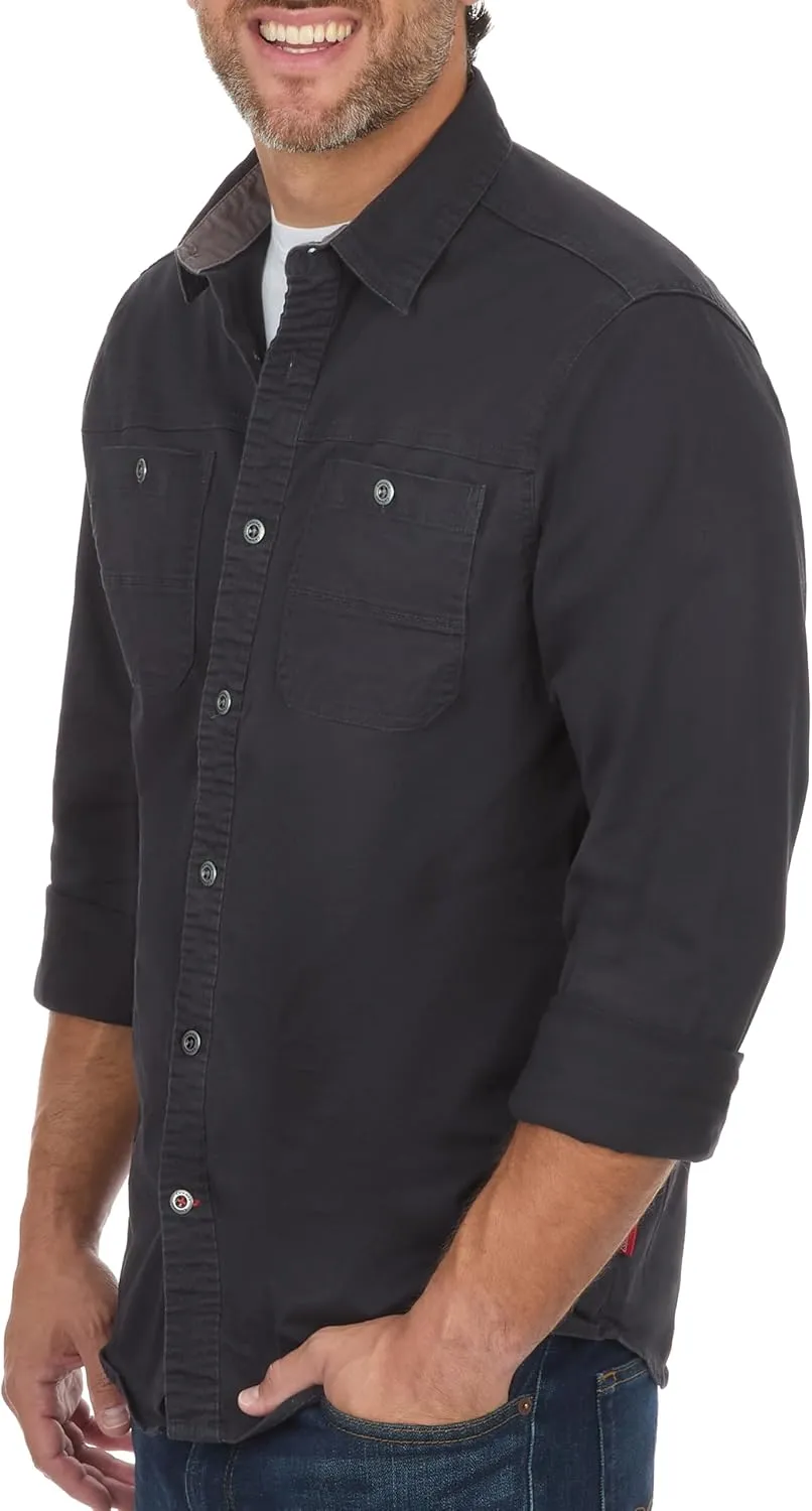 Coleman Men's Stretch Twill Workwear Long Sleeve Button-Down Shirt with Metal Buttons