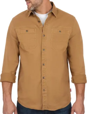 Coleman Men's Stretch Twill Workwear Long Sleeve Button-Down Shirt with Metal Buttons