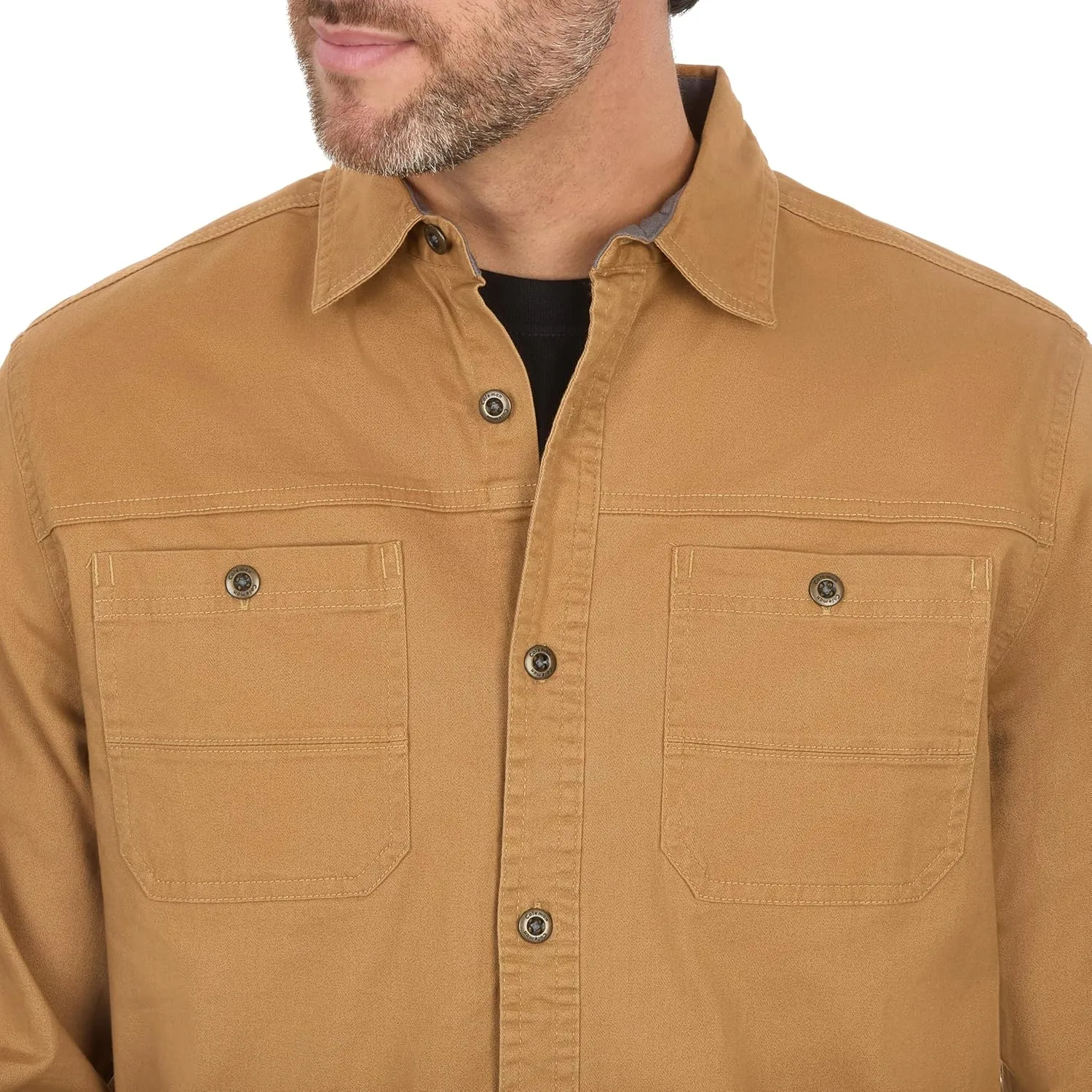 Coleman Men's Stretch Twill Workwear Long Sleeve Button-Down Shirt with Metal Buttons